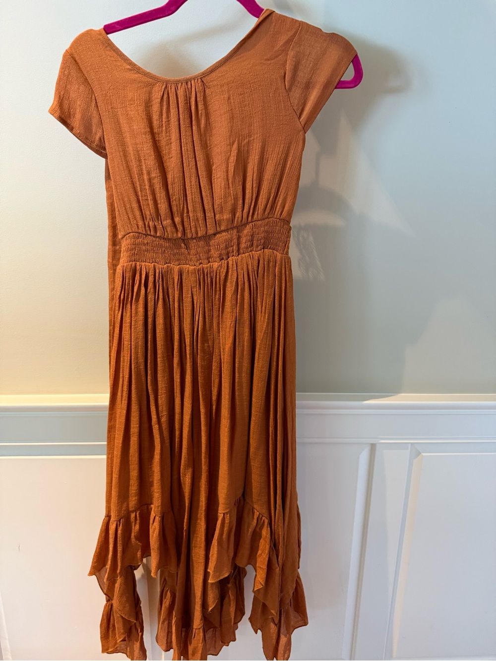 Joyfolie Rust Orange Ruffle-Hem Casual Dress for Girls